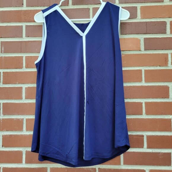 Urban Diction Tops - Navy/White V-Neck Tank Top - by Urban Diction - NWT - Size XL
